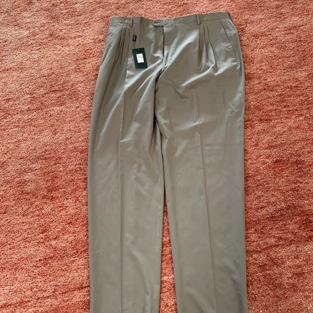 Zanieri 46 Pleated Pants Olive Wool Italy
